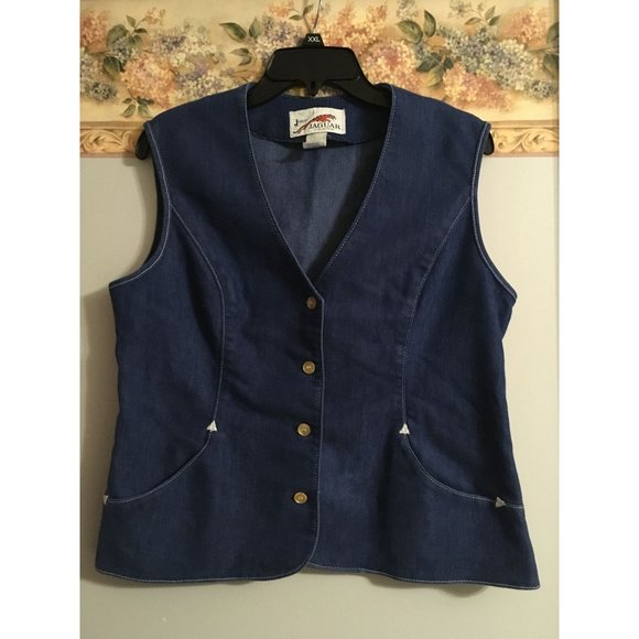 Joyce Jaguar Collection Vintage Medium Denim Union Tag Vest - Picture 1 of 3